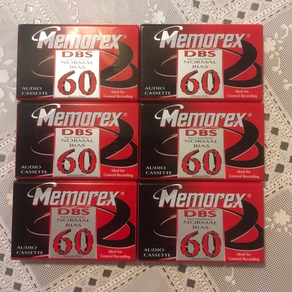 HP 🔥🆕 Memorex DBS 60 Minute Audio Blank Cassette Tapes -Lot of 6